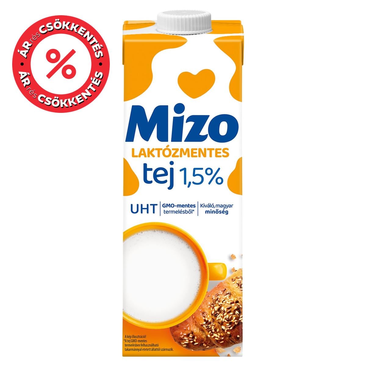 Mizo UHT zsírszegény, GMO-mentes laktózmentes tej 1,5%